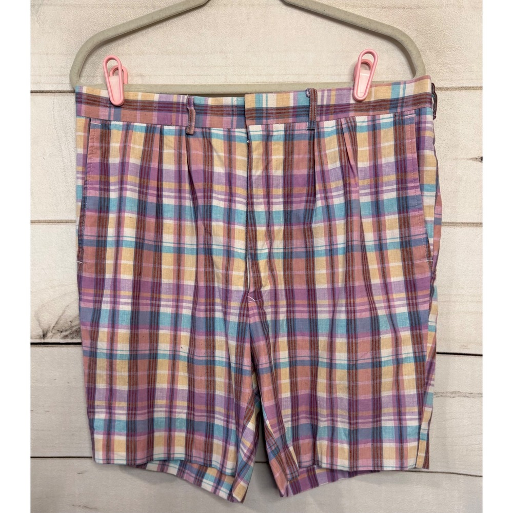 English Sports‎ Shop Men's Plaid Pleated Shorts Size 36 100 Cotton Bermuda